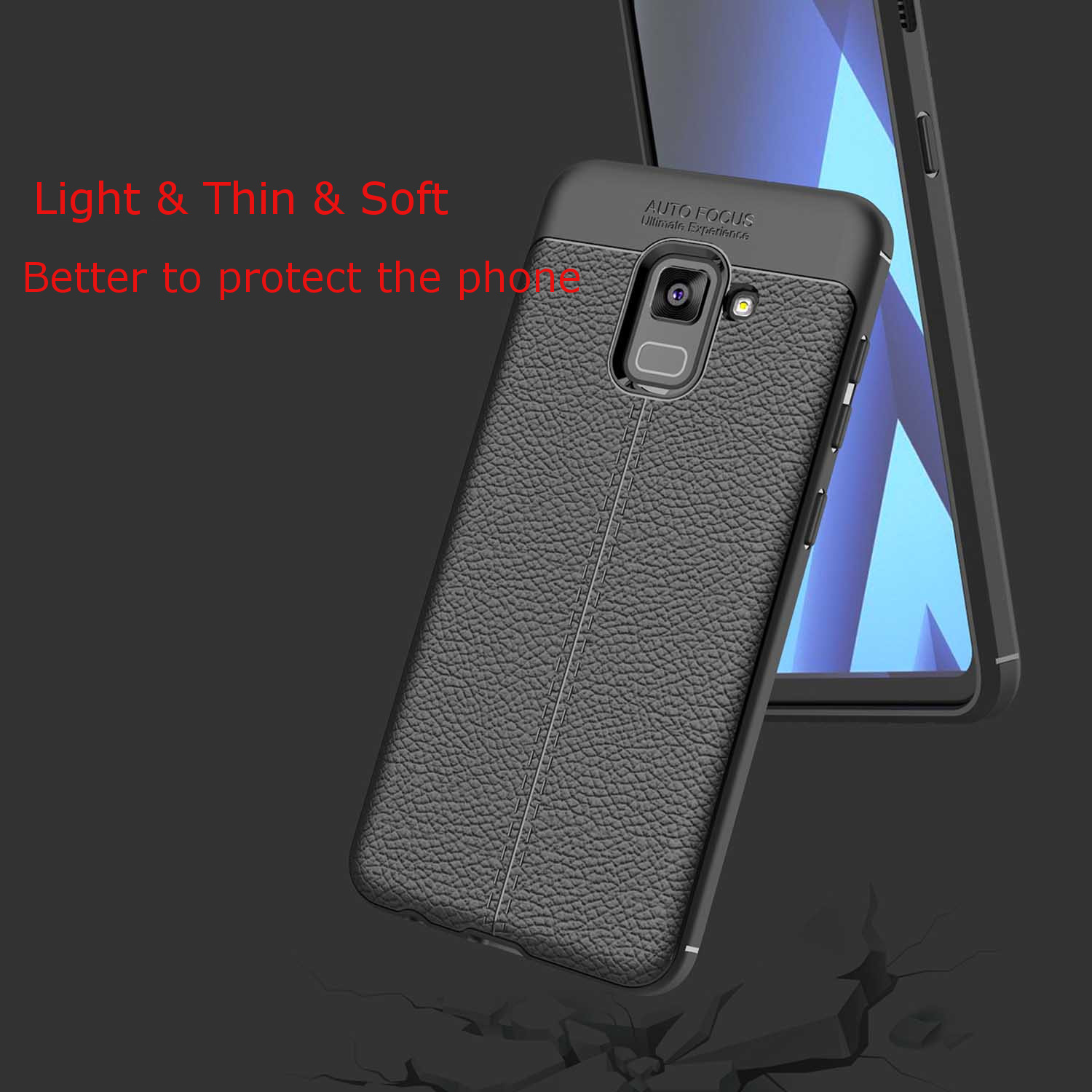 Bakeey-Anti-Fingerprint-Soft-TPU-Litchi-Leather-Case-for-Samsung-Galaxy-A8-2018-1270594